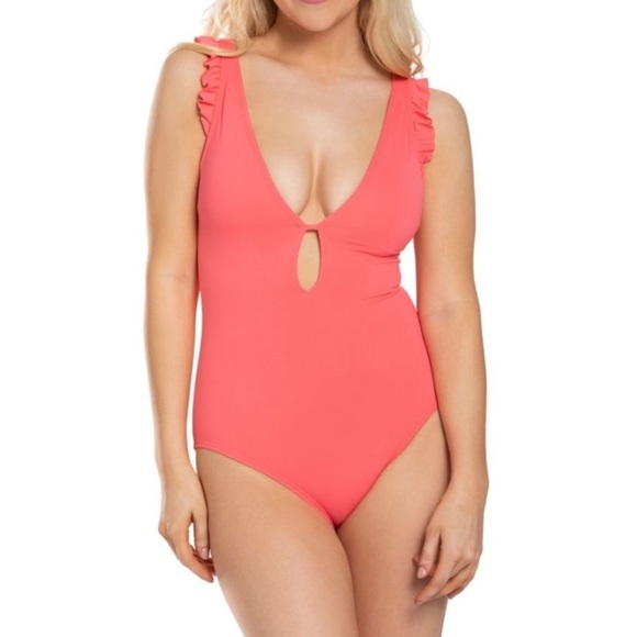 Kate Spade X Target Other - Kate Spade Ruffle-Trim One-Piece Swimsuit in Bright Pink